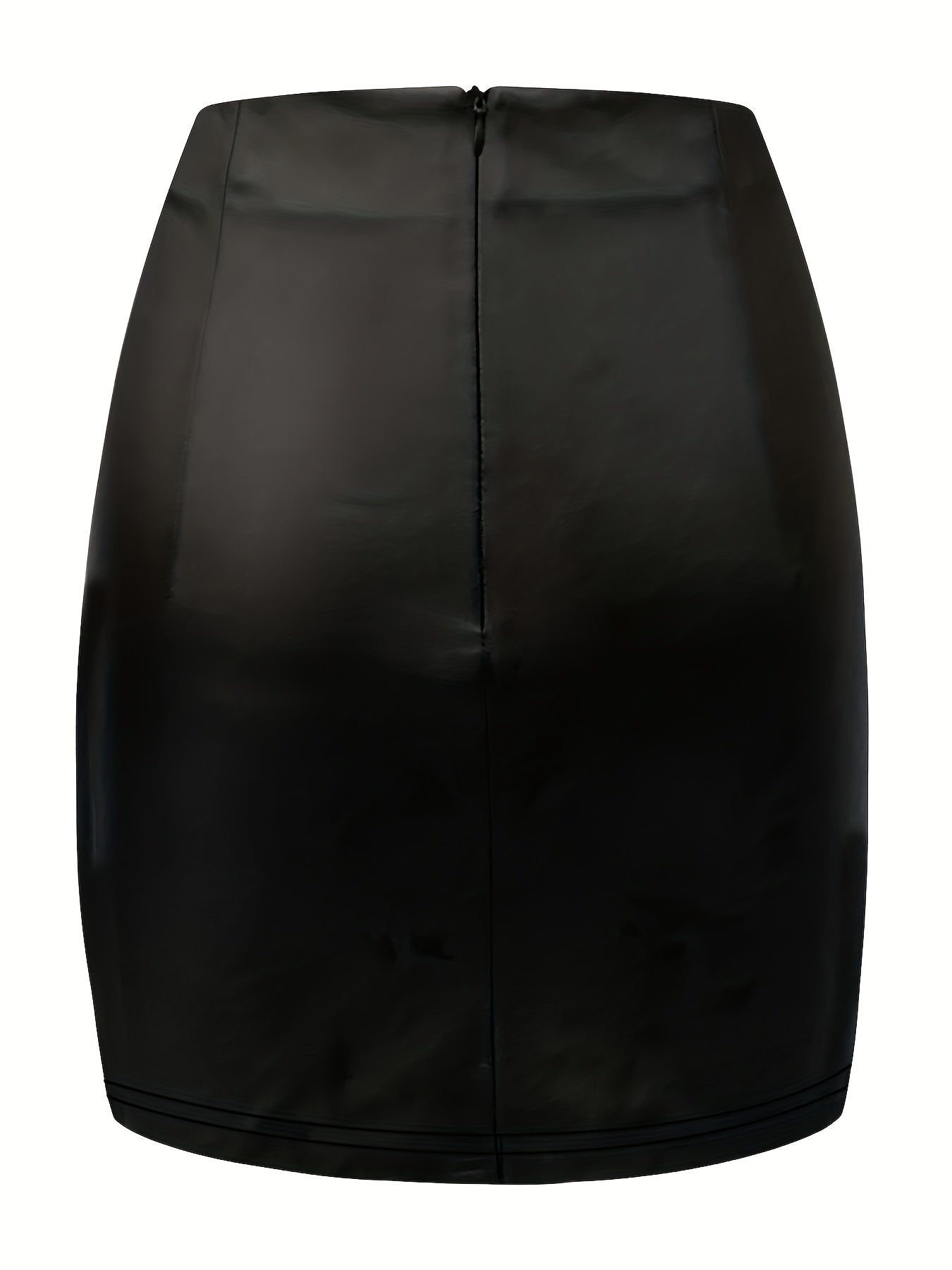 Women's Mini Skirt – High Waist – Leather Look – Lace-up Detail – Slit Design