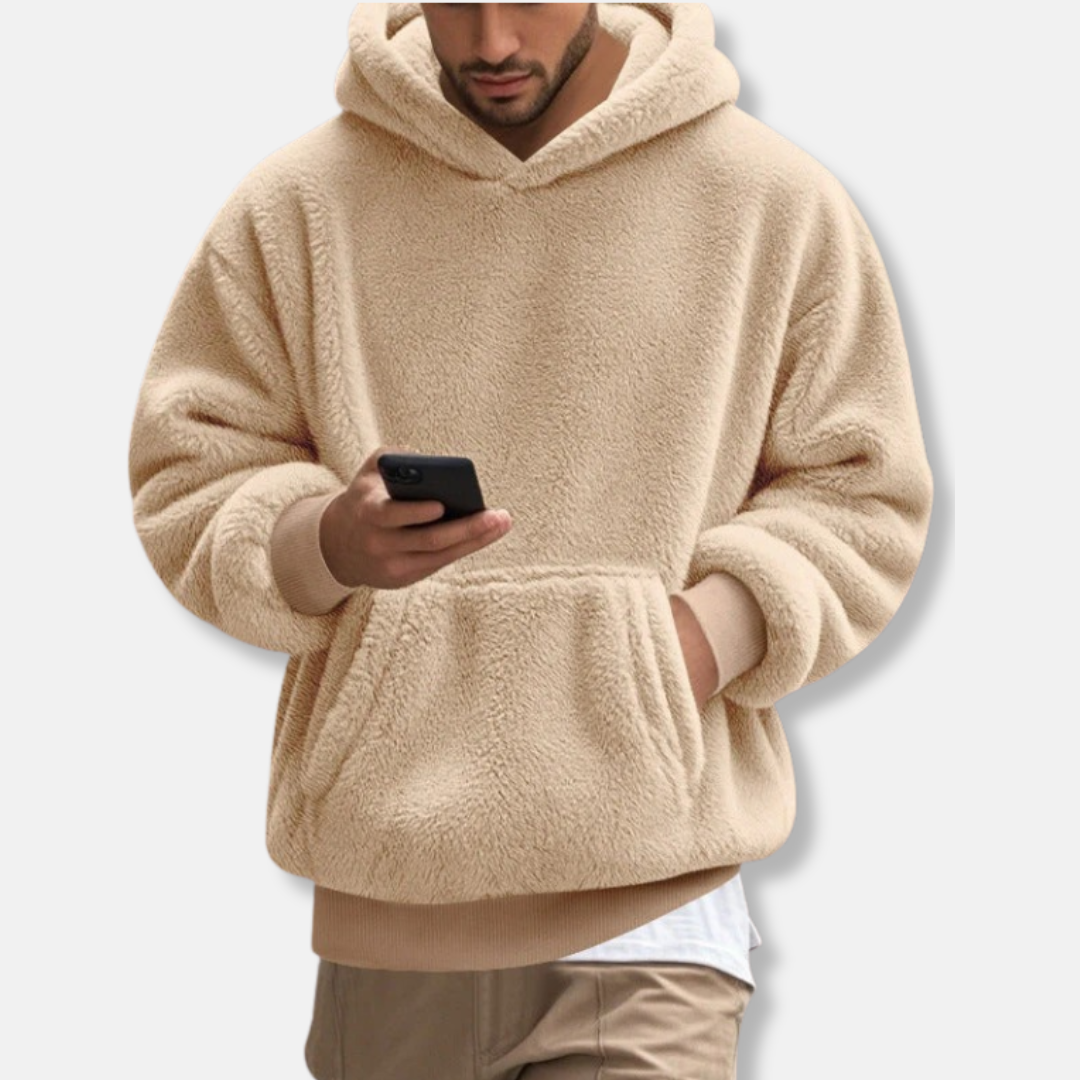 Fleece Hooded V-Neck Hip Length Hoodie