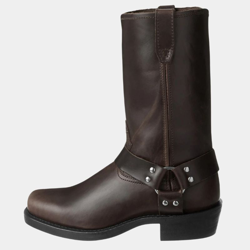 Unisex cowboy boots – mid calf – leather look – harness details – pull-on design