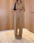 Women's Set - Cropped Top & High-Waisted Wide-Leg Pants - Elegant & Comfortable Fit