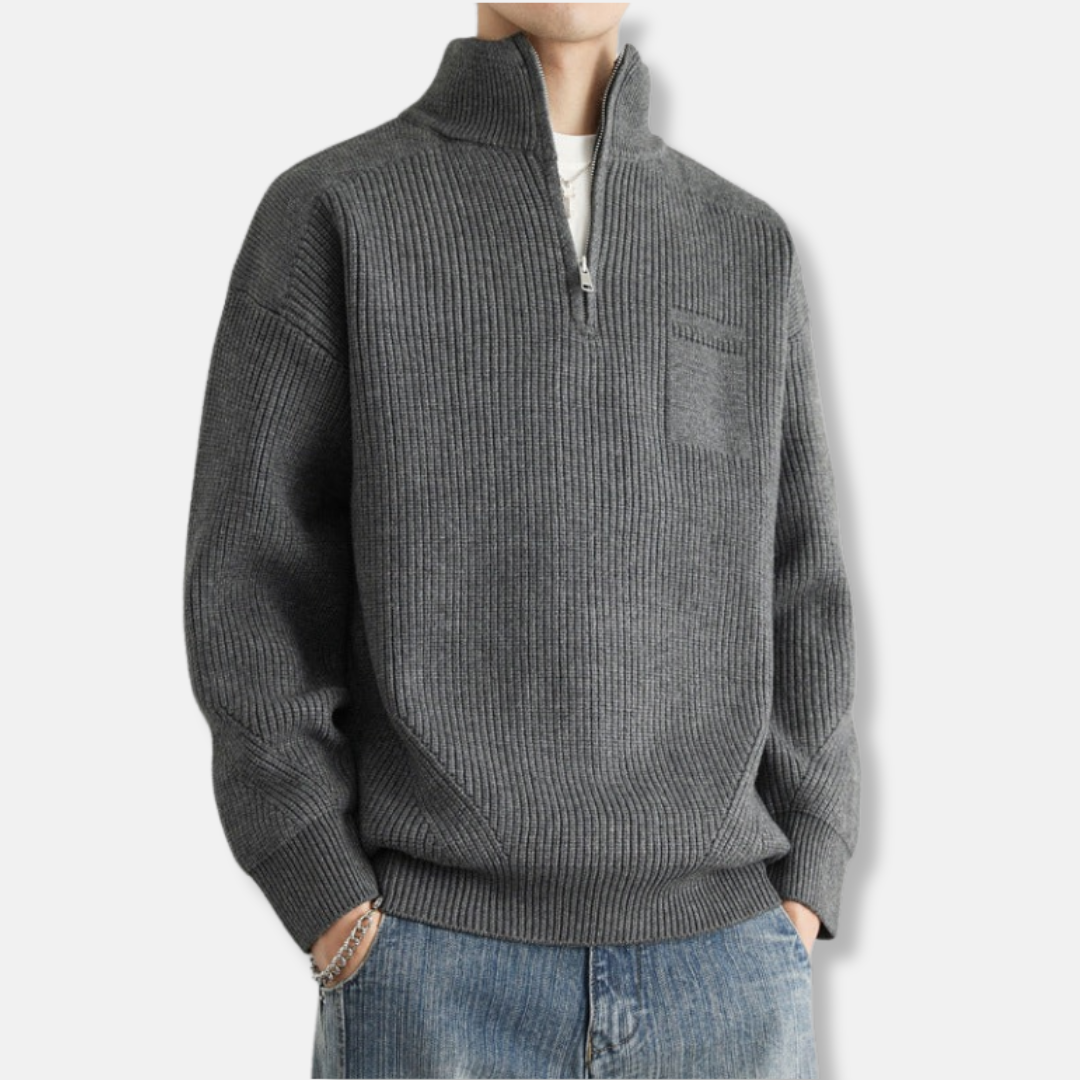 Cotton Blend Relaxed Fit Quarter-Zip Sweatshirt