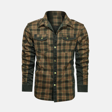 Hip Length Woven Plaid Shirt Jacket