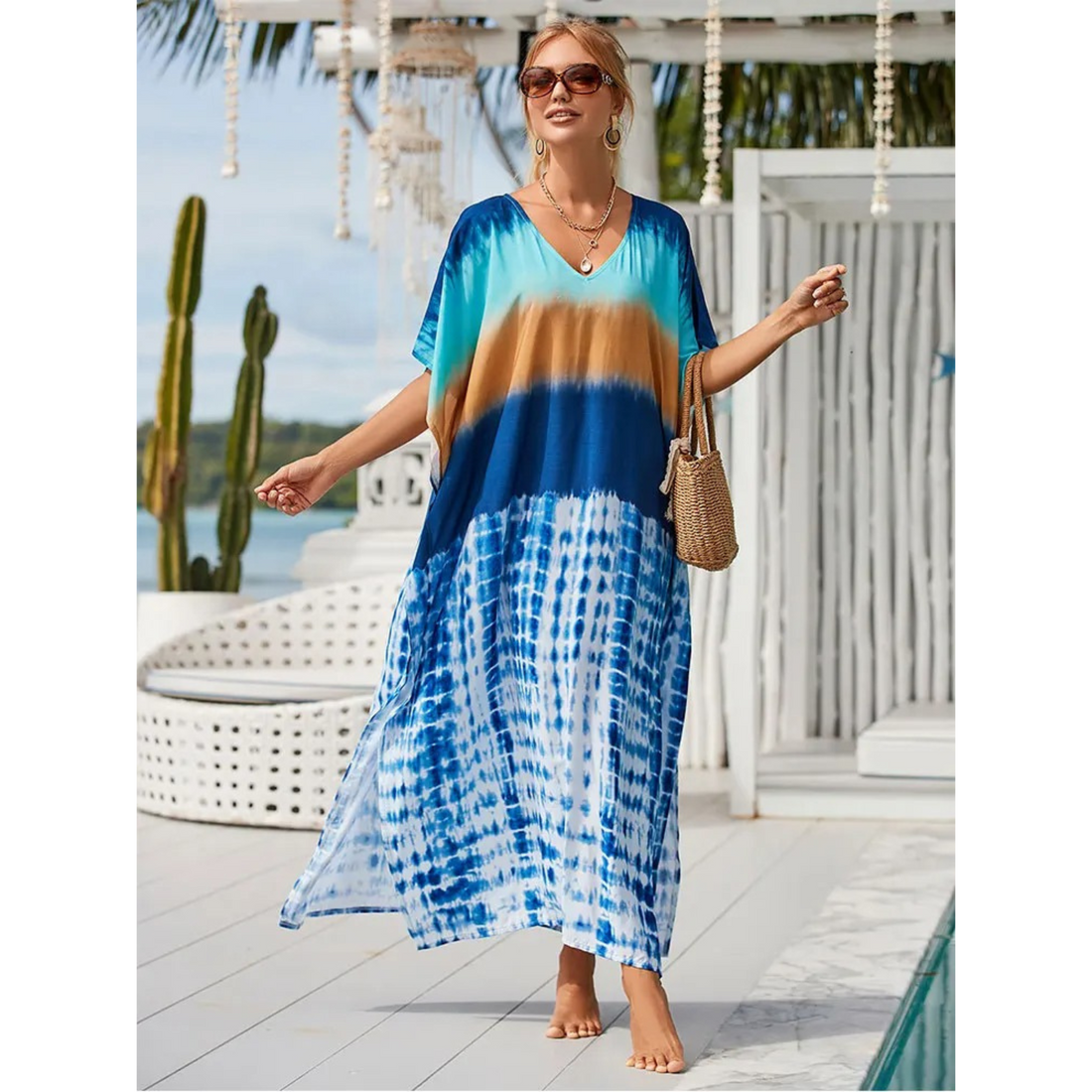 Light Airy Loose Fit V-Neck Kaftan