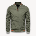 Men's Bomber Jacket – Lightweight – Relaxed Fit – Ribbed Edges with Stripes – Zipper