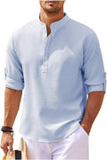 Men's Shirt – Relaxed Fit – Band Collar – Light Cotton – Button Cuffs