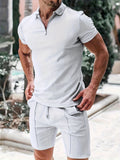 Men's set with polo and shorts – Slim fit – Quarter zipper – Breathable lightweight fabric