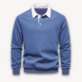 Men's Polo Sweater – Regular Fit – Long-Sleeved – Soft Knitted Natural Fiber