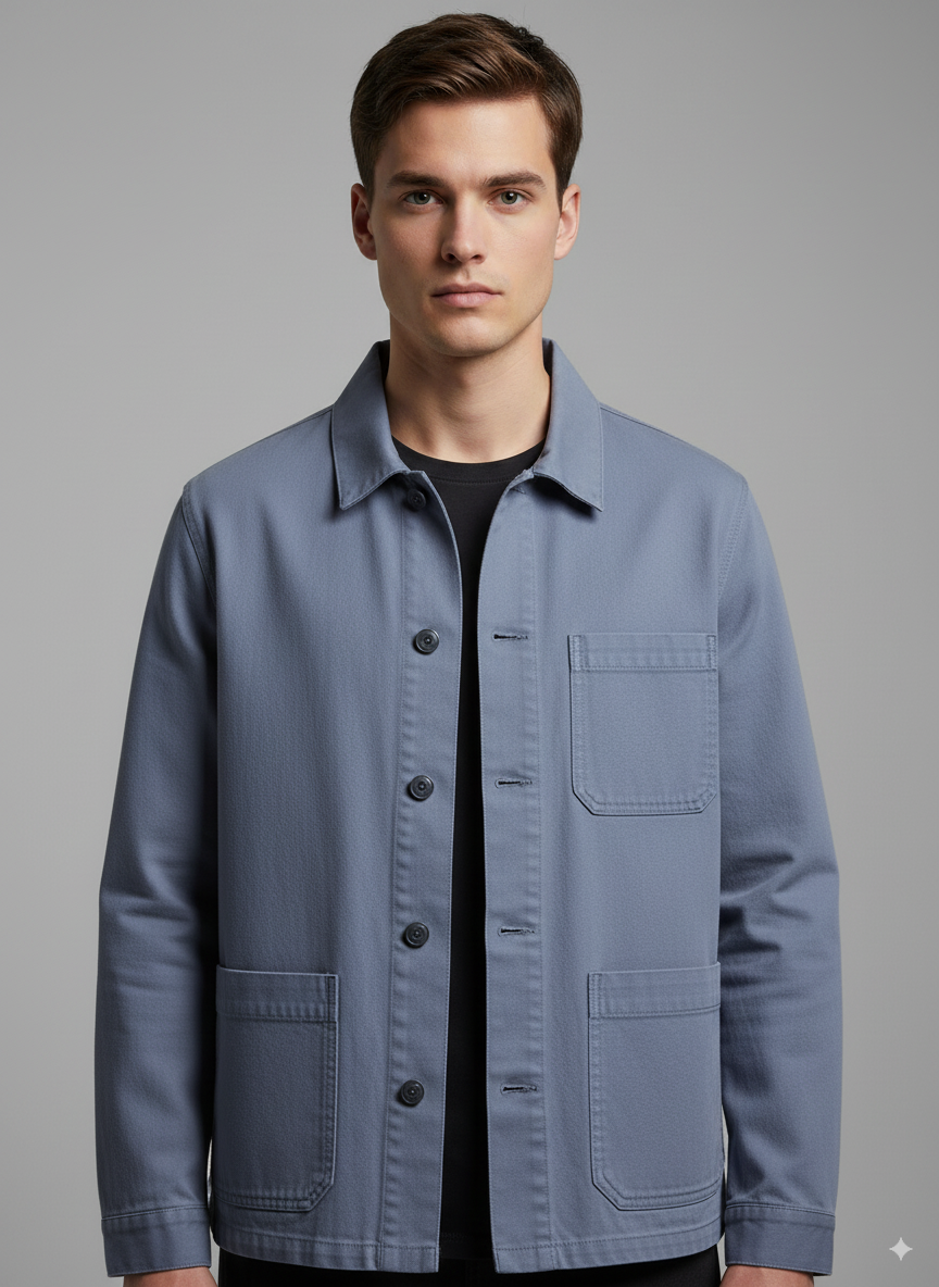  Button-Front - Chest Pocket - Relaxed Fit Casual Jacket