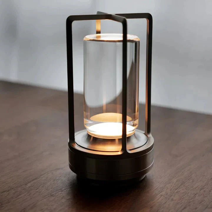Cylindrical Glass Weighted Table Lantern