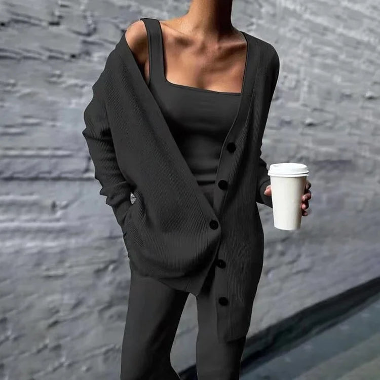 Long Rib Knit Oversized Cardigan