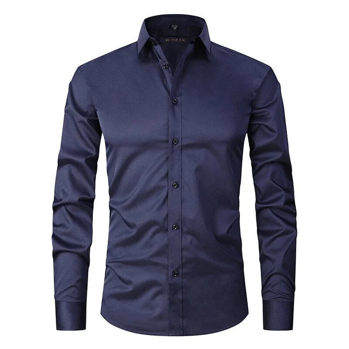 Men's Shirt – Slim Fit – Breathable Stretch Fabric – Non-Iron – Button Closure