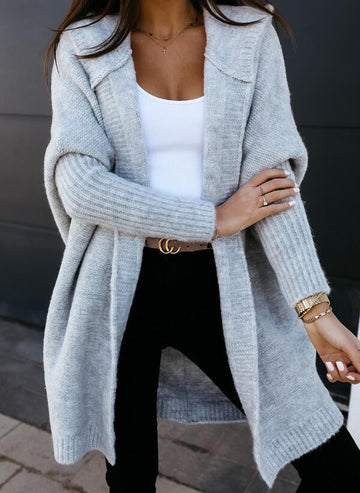 Oversized Long Line Wool Knit Cardigan
