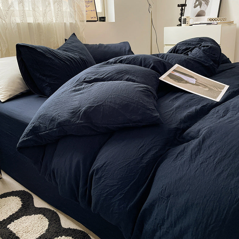 Washed Cotton Wrinkled Duvet Cover Set
