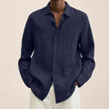 Men's Shirt - Lightweight Linen - Classic Fit - Long Sleeve with Button Closure
