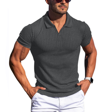 Herre Polo Shirt - Strik - Slim Fit - Ribbet Tekstur - Kort Ærme