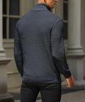 Men's Sweater with Half-Zip – Textured Knit – Tailored Fit – Ribbed Edges