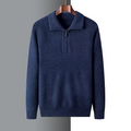 Men's Sweater – Regular Fit – Soft Knit – Short Zipper – Ribbed Edges – Flat Collar