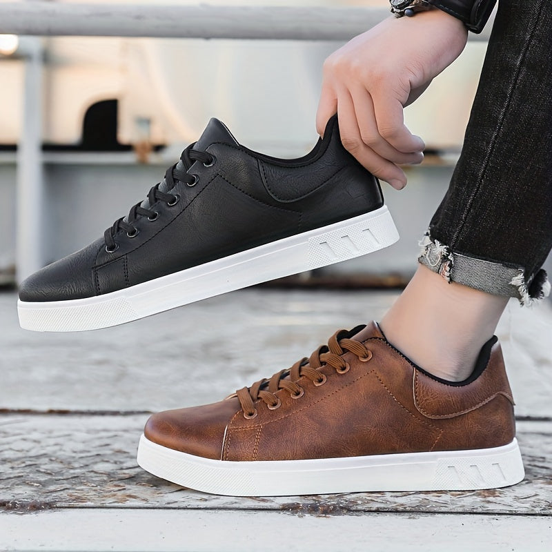 Scandinavian Leather Orthopedic Low-Top Sneakers | Lace-Up Thick Sole Sneakers