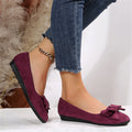 Women's Ballerina Shoes – Suede – Bow – Round Toe – Slip-on Comfort
