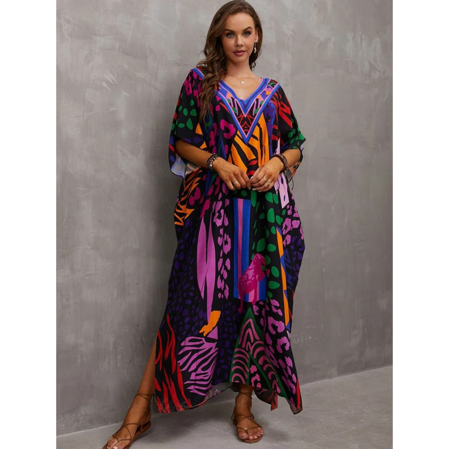 Women's Kaftan - Light and Airy - Loose Fit - V-Neck Beachwear