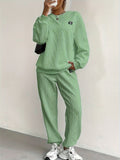 Women's Loungewear Set – Cable Knit – Relaxed Fit – Rib Details – Full Length