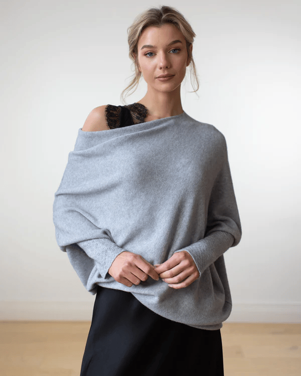 Dame Striktrøje - Off-Shoulder - Oversized Pasform - Blød og Komfortabel