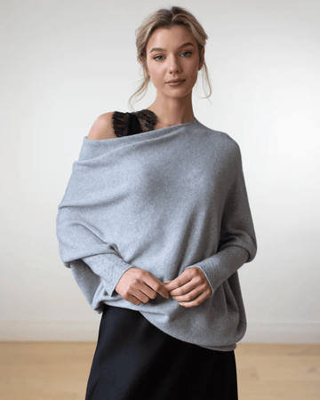 Dame Striktrøje - Off-Shoulder - Oversized Pasform - Blød og Komfortabel
