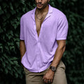 Men's Shirt - Short Sleeved - Light and Breathable - Button Closure - Relaxed Fit