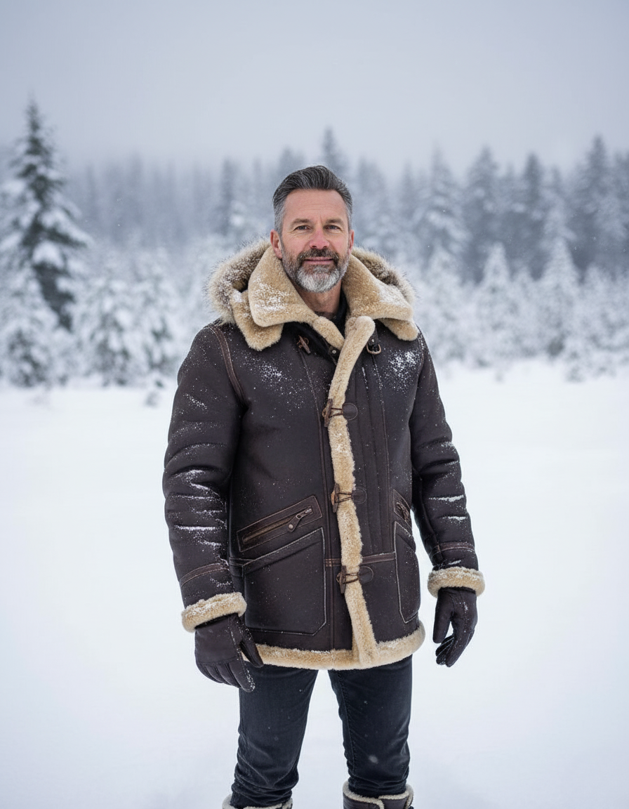 Plush Lined Fur Trim Hooded Jacket