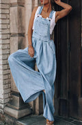 Women's Denim Overalls – Adjustable Straps – High Waist – Wide Leg Comfort