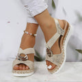 Women's Sandals – Open Toe – Wedge Heel with Braid – Orthopedic Support – Casual Fit