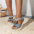 Women's Sandals – Open Toe – Wedge Heel with Braid – Orthopedic Support – Casual Fit