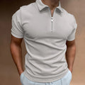 Men's Polo Shirt - Short Sleeved - Zip Collar - Slim Fit - Modern Casual Look