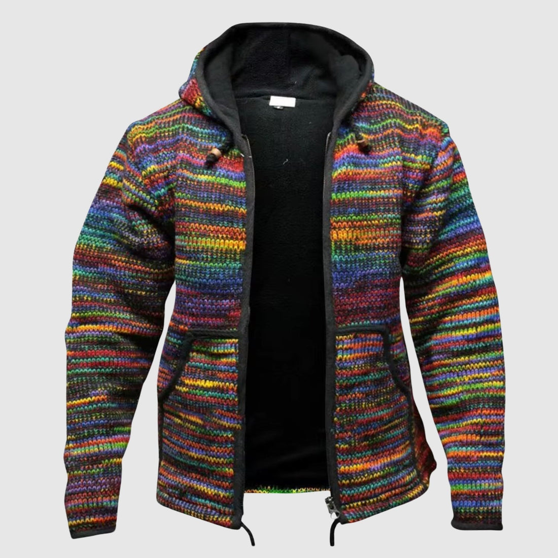 Wool Blend Knitted Zip Front Hoodie