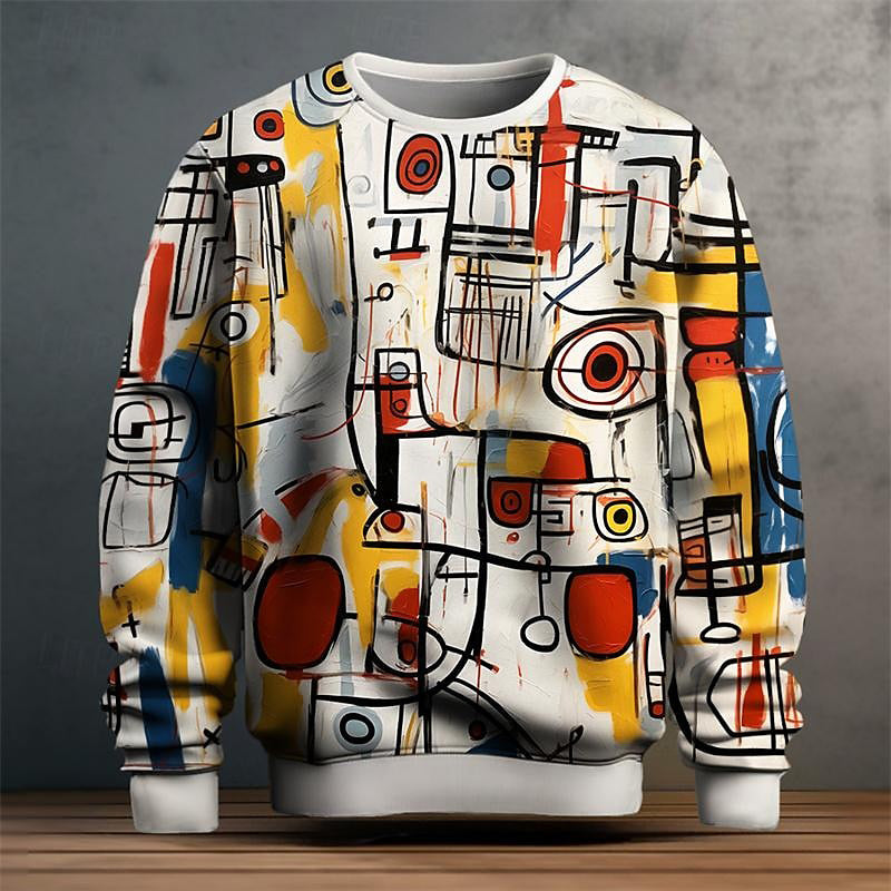 Geometric Cotton Knit Pullover Sweater