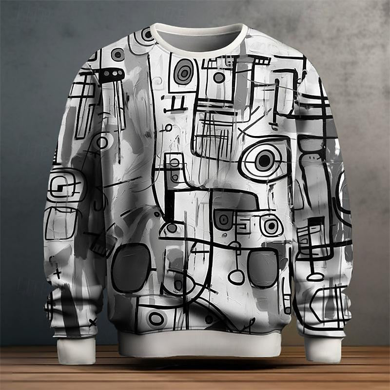Geometric Cotton Knit Pullover Sweater