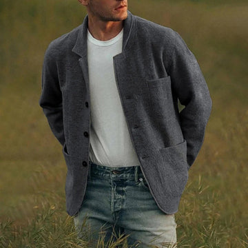 Relaxed Fit Wool Blend Button Closure Jacket
