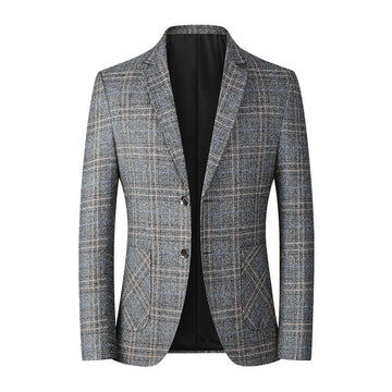 Herre Blazer - Ternet Mønster - Tailored Fit - Notch Revers - To-Knaps Lukning