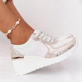Women's Sneakers - Wedge Heel - Lace-Up - Breathable Design - Modern Look