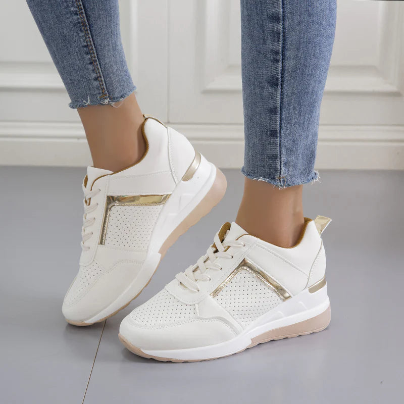 Women's Sneakers - Wedge Heel - Lace-Up - Breathable Design - Modern Look