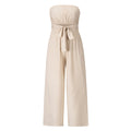 Women's Jumpsuit - Strapless - Waistband - Wide Leg Width - Elegant and Comfortable