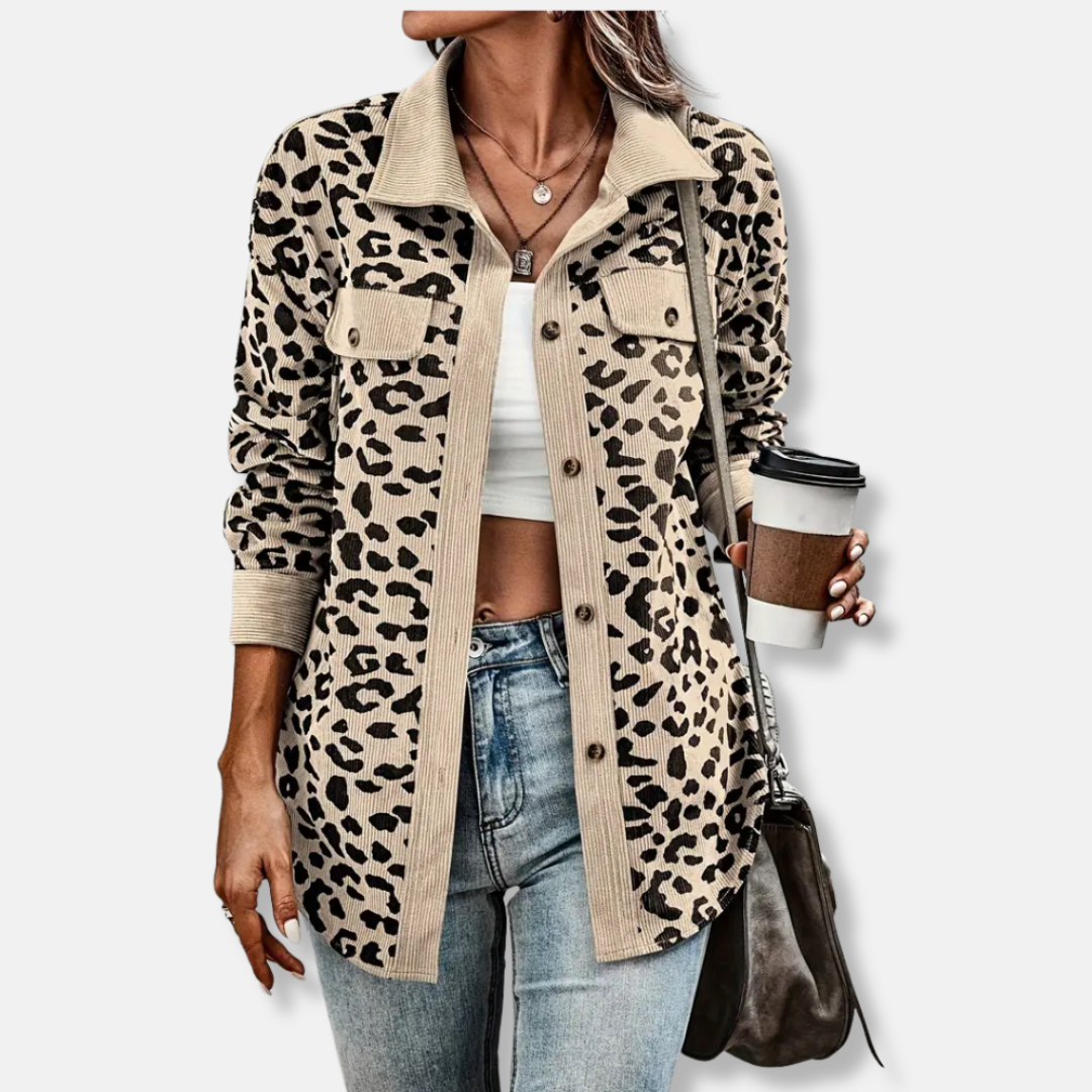 Animal Print Corduroy Relaxed Shacket