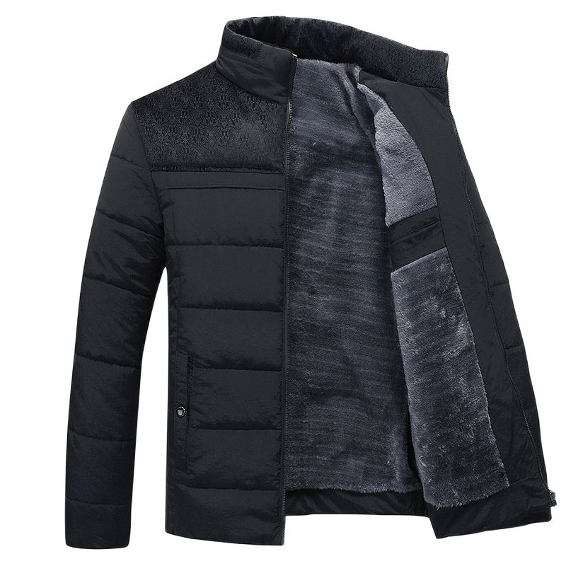 Quilted Plush Lined Stand-Up Collar Jacket