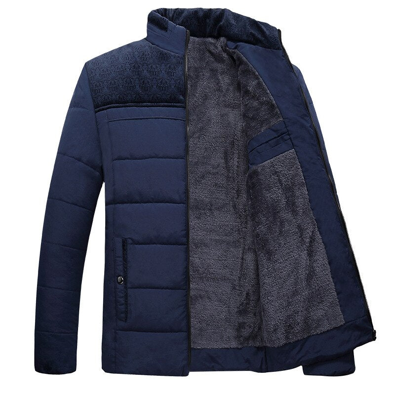 Quilted Plush Lined Stand-Up Collar Jacket