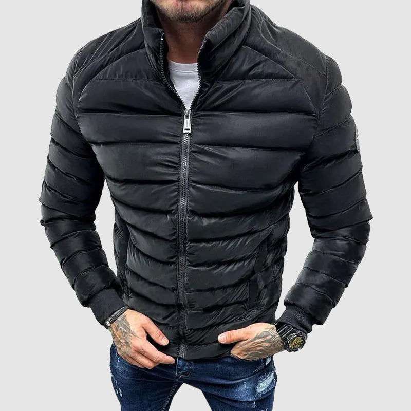 Quilted Slim Fit Stand Collar Jacket