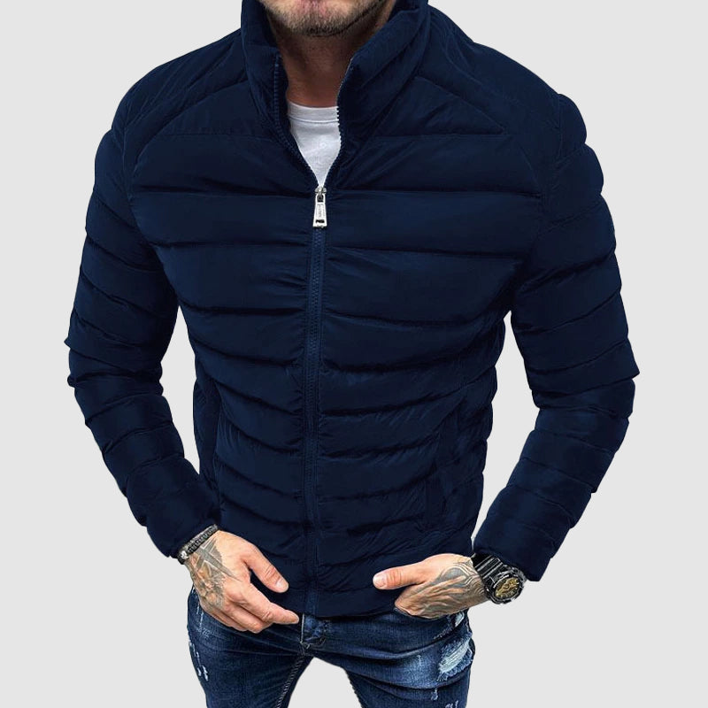 Quilted Slim Fit Stand Collar Jacket