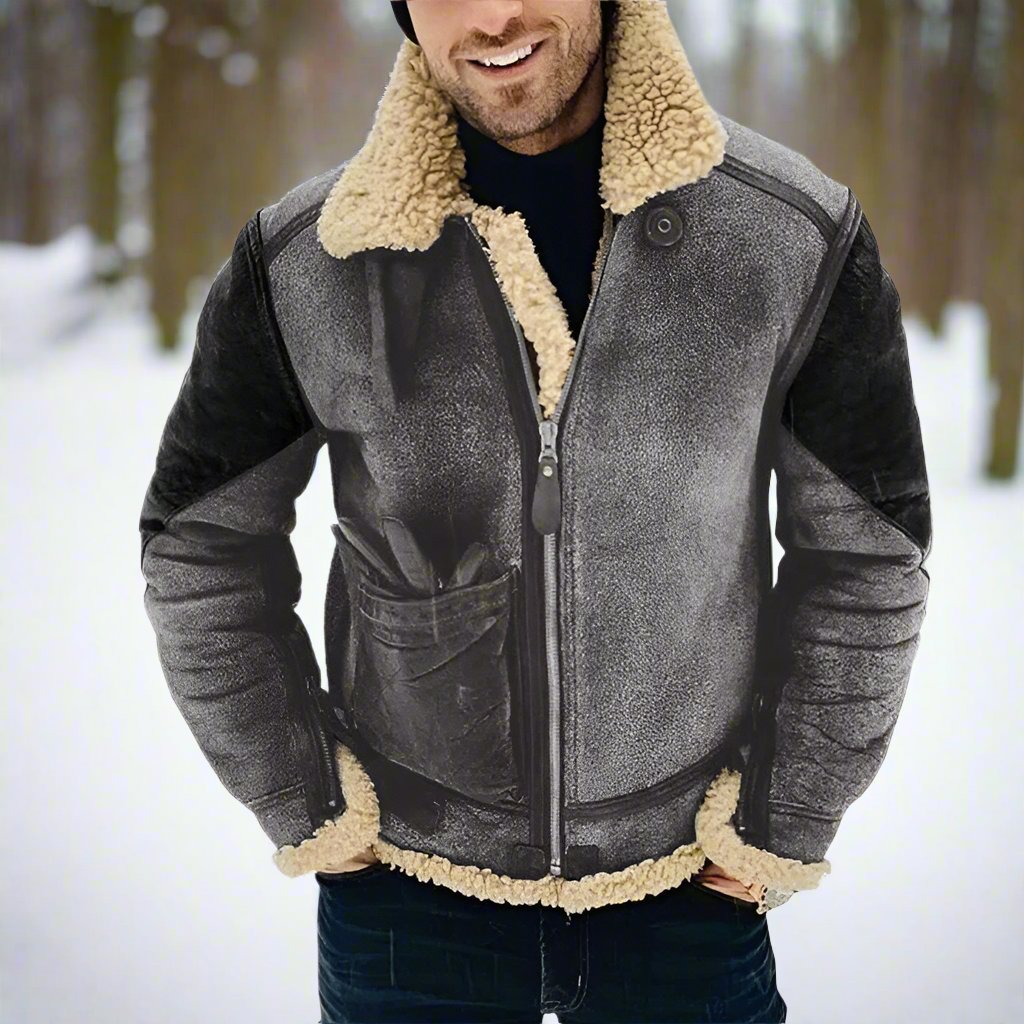 Shearling Trim Classic Fit Aviator Jacket