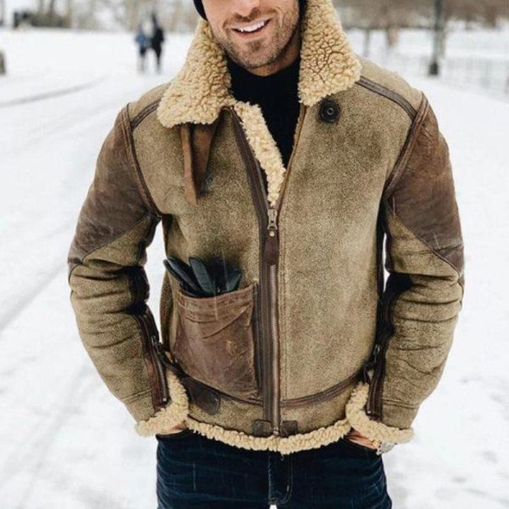Shearling Trim Classic Fit Aviator Jacket