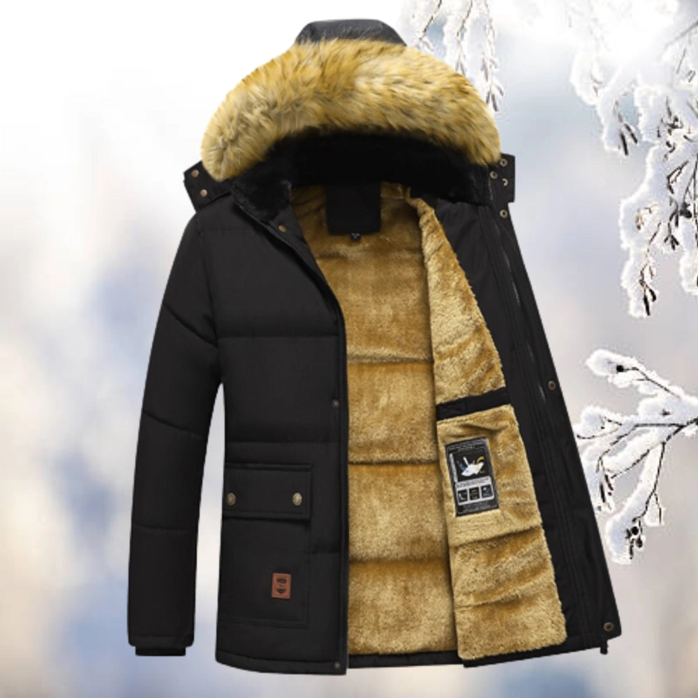 Water-Resistant Faux Fur Hood Parka Jacket