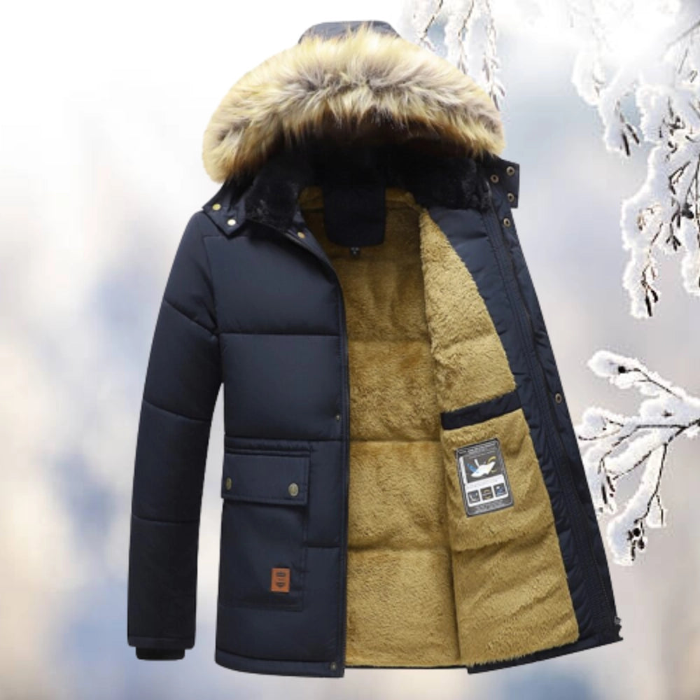 Water-Resistant Faux Fur Hood Parka Jacket